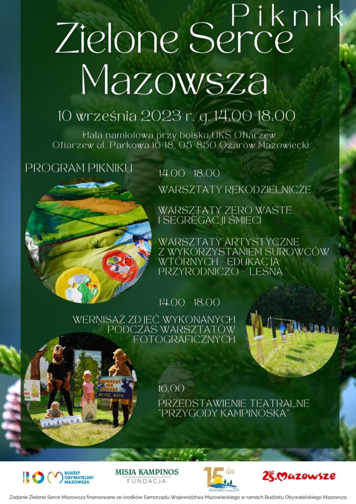 Plakat promujący piknik Zielone Serce Mazowsza 10.09.2023